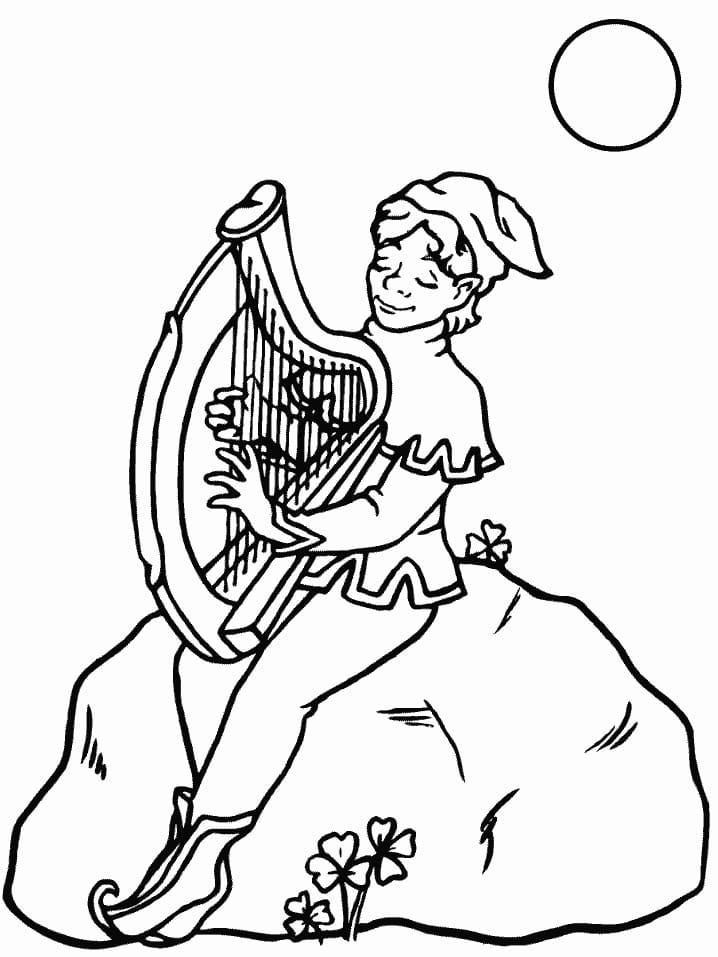 Coloriage Jouer de la Harpe