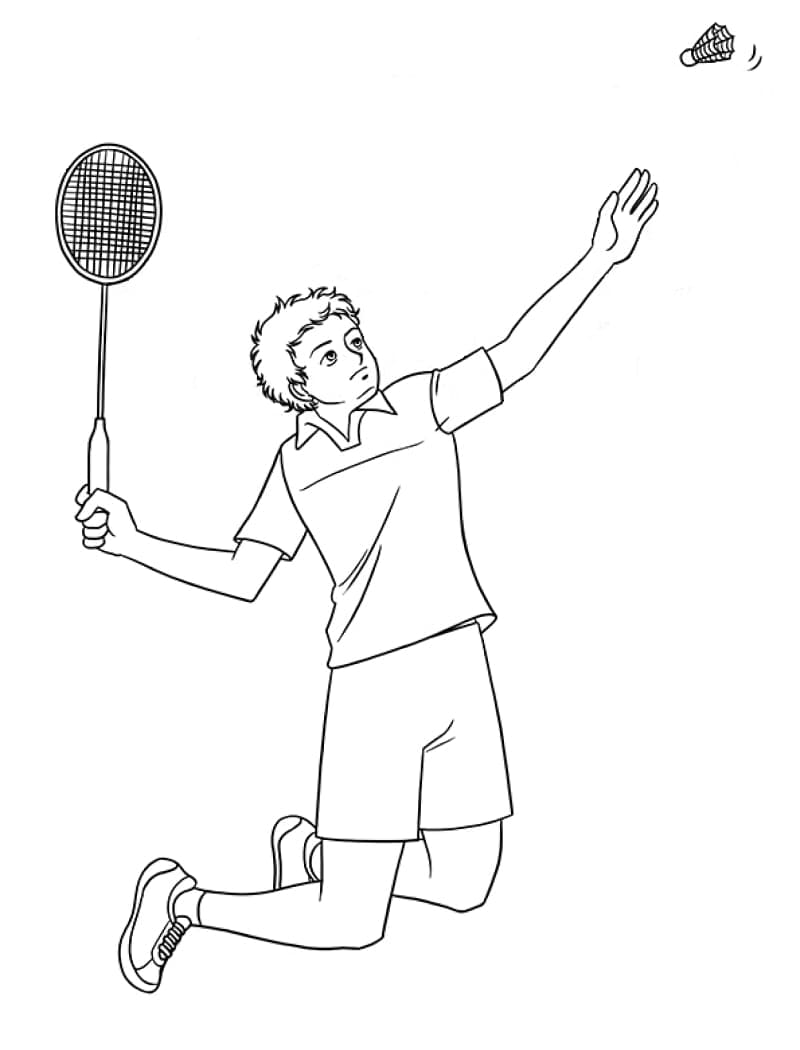 Coloriage Joueur de Badminton