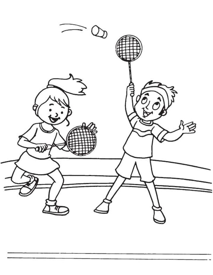 Coloriage Joueurs de Badminton