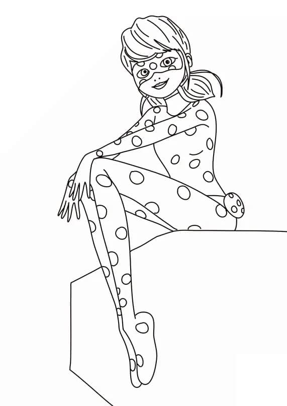 Ladybug Assise Dehors coloring page