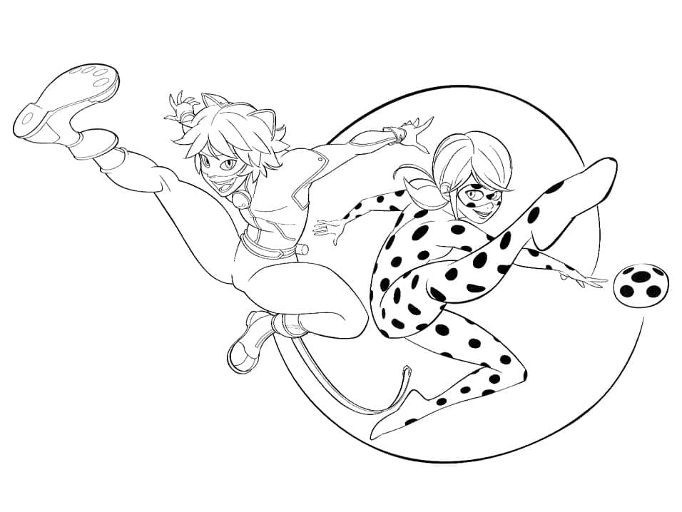 Ladybug et Chat Noir Miraculous coloring page