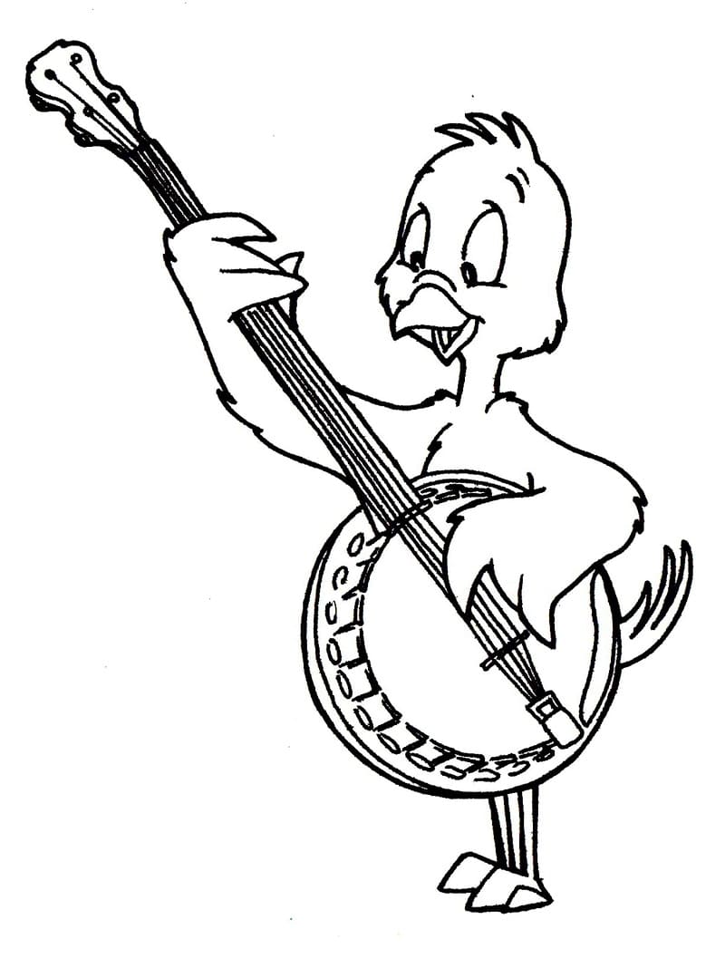 Coloriage Le Canard Joue du Banjo