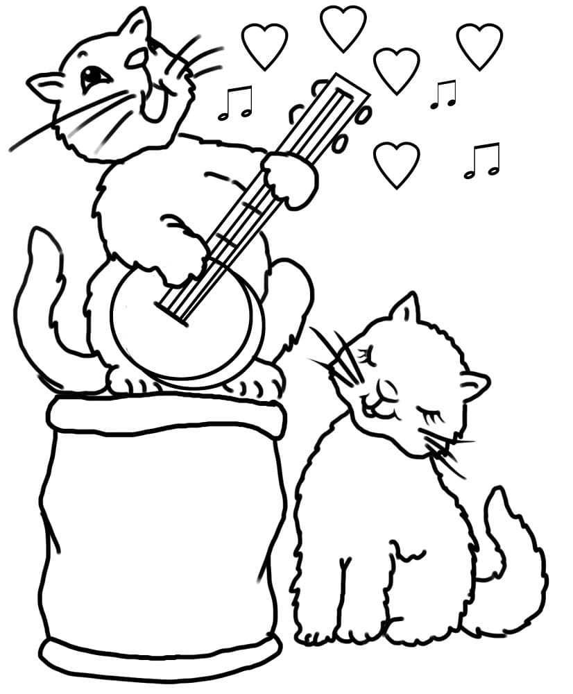 Le Chat Joue du Banjo coloring page