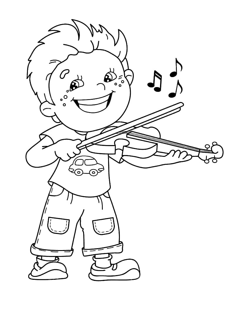 Le Petit Garçon Joue du Violon coloring page