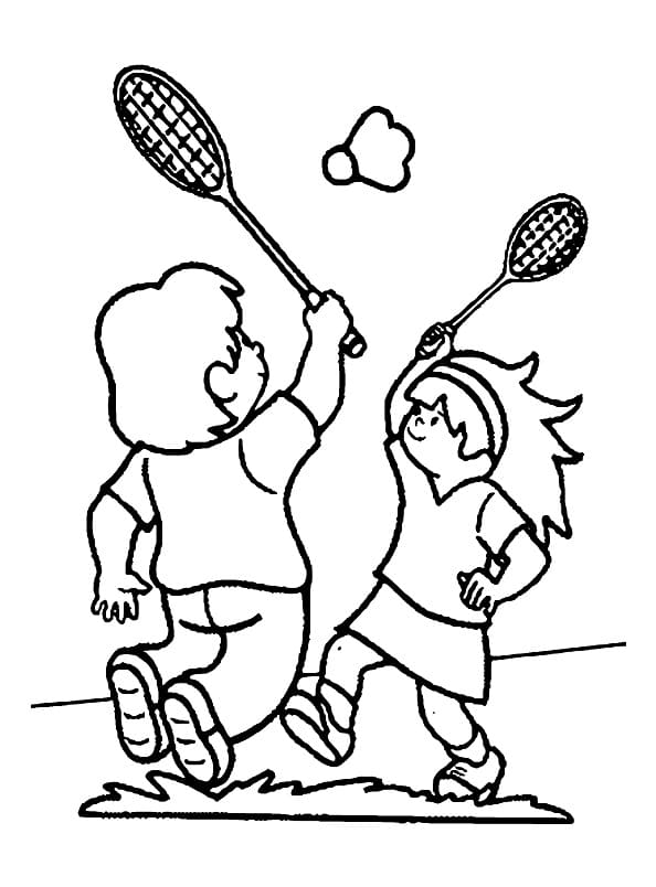 Coloriage Les Filles Jouent au Badminton