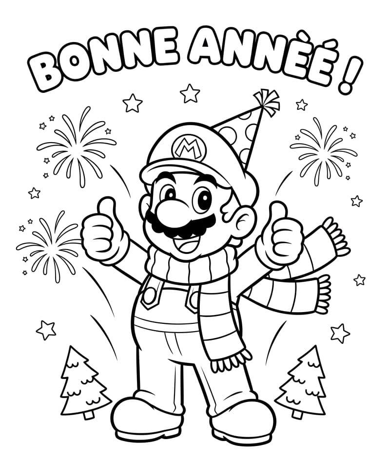 Mario Bonne Année coloring page