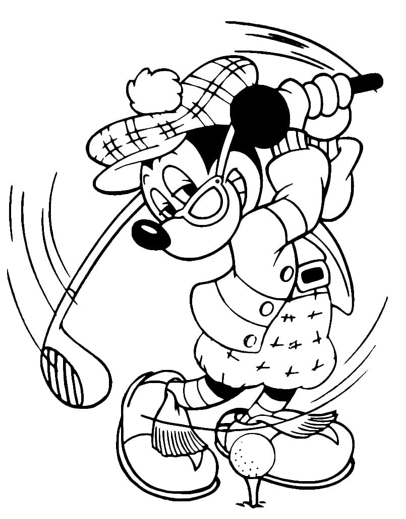 Coloriage Mickey Joue au Golf