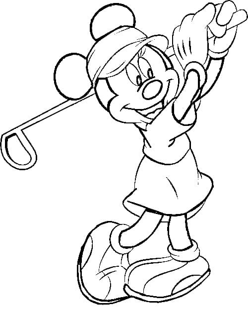 Coloriage Mickey Mouse Joue au Golf