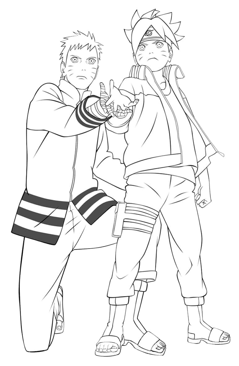 Coloriage Naruto avec Boruto
