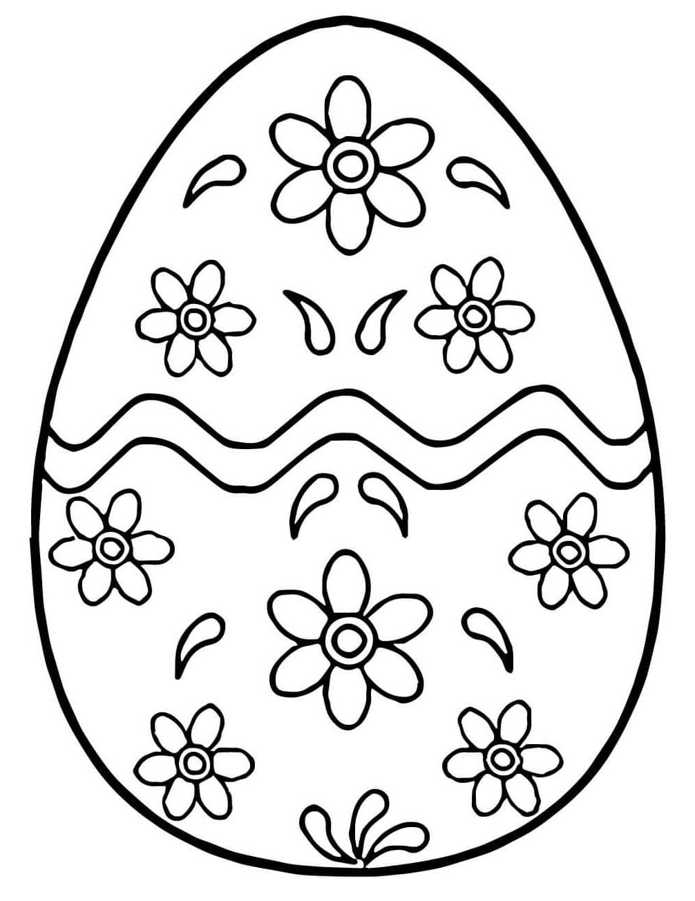 Oeuf de Pâques avec des fleurs coloring page