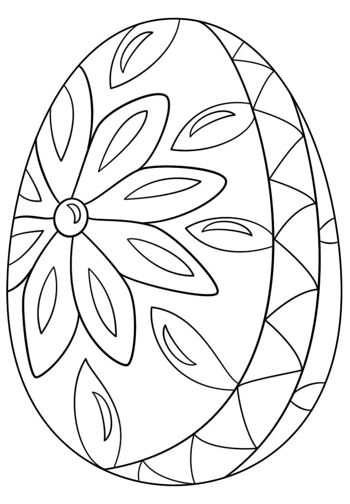 Coloriage Oeuf de Pâques avec Fleur