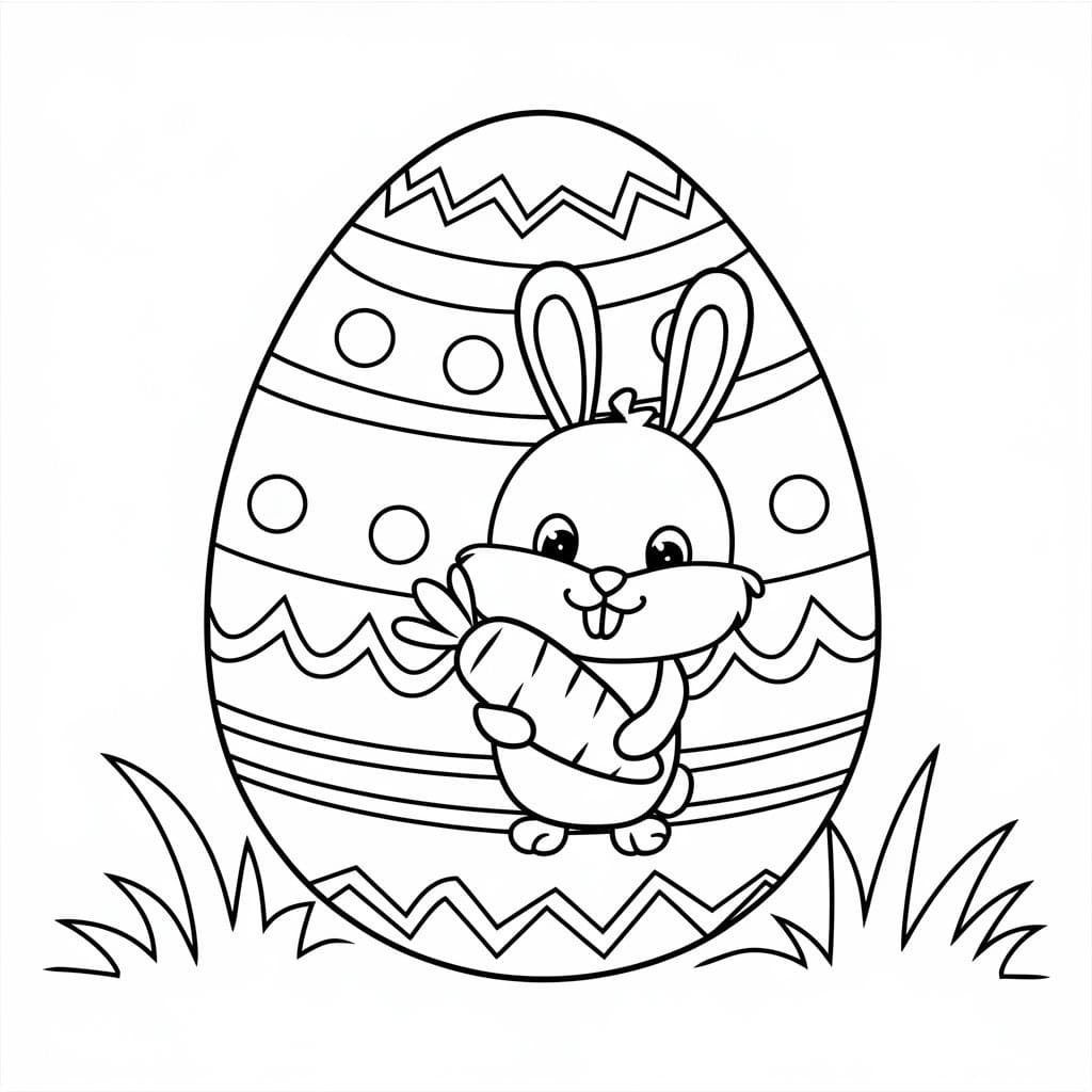 Oeuf de Pâques et petit lapin coloring page