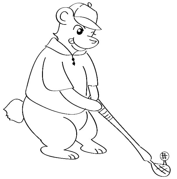 Ours Joue au Golf coloring page