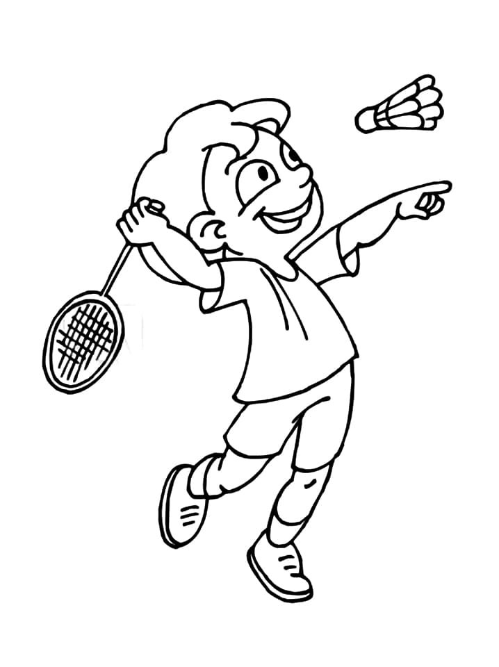 Petite Fille Joue au Badminton coloring page