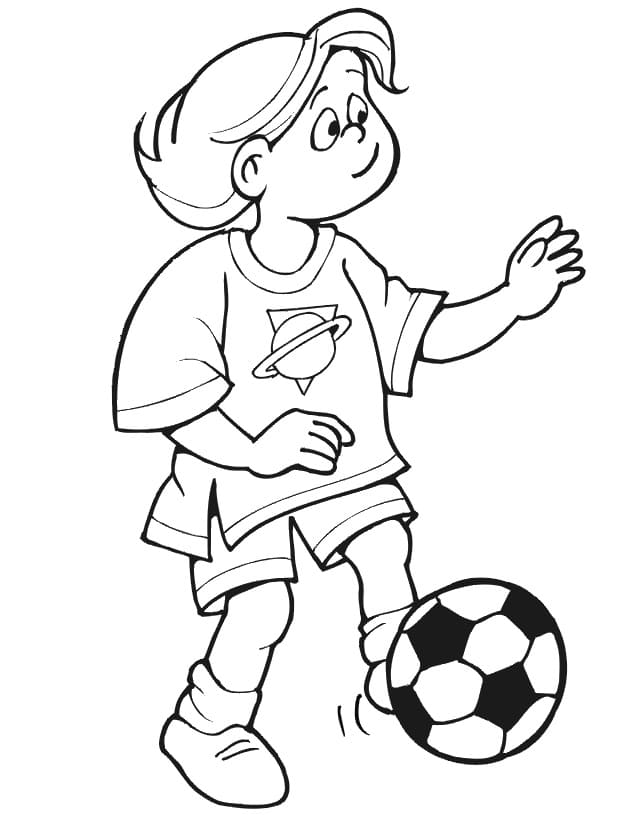 Coloriage Petite Fille Joue au Football