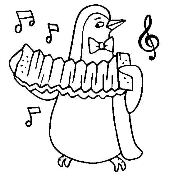 Pingouin Joue de Accordéon coloring page