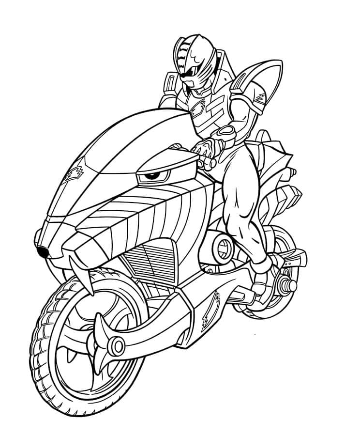 Coloriage Power Rangers à Moto