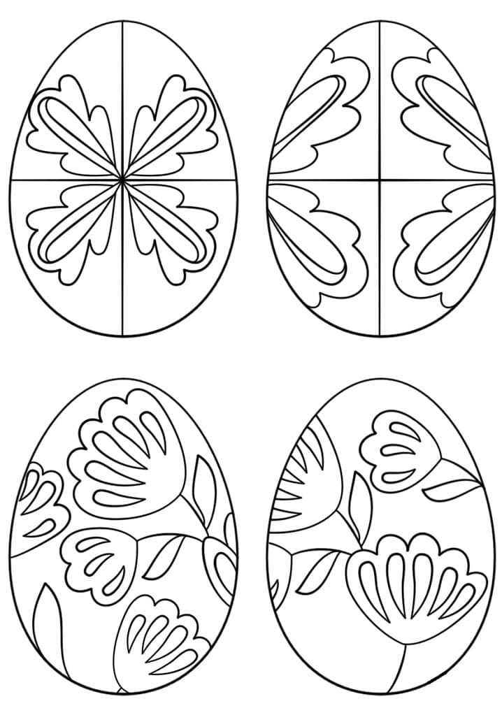 Quatre Oeufs de Pâques coloring page