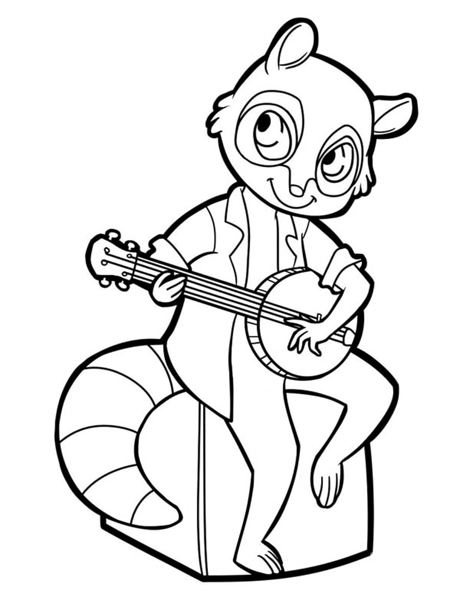 Raton Laveur Joue du Banjo coloring page