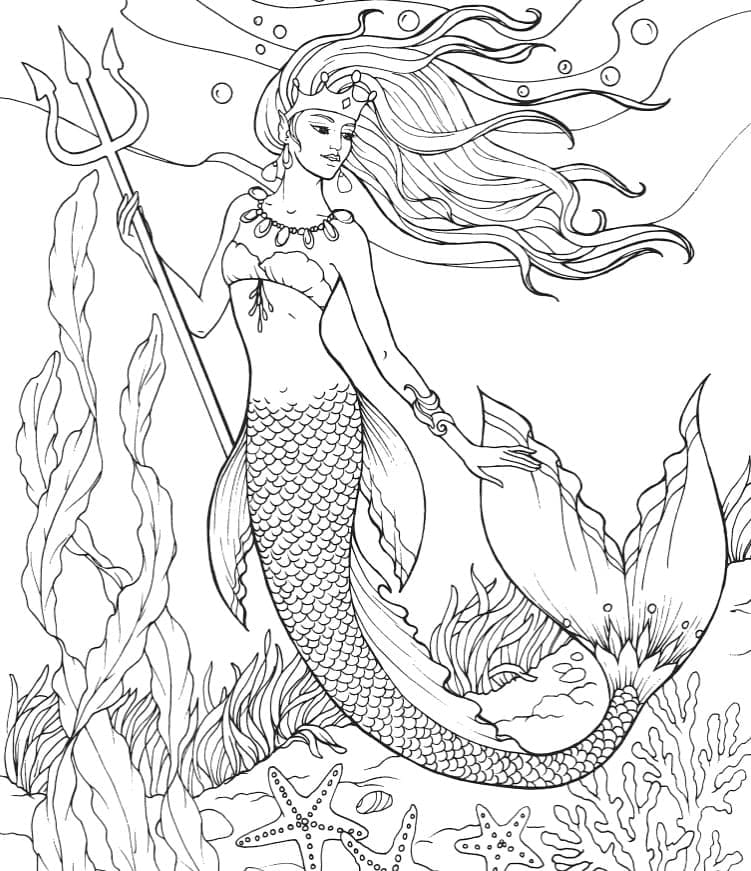 Coloriage Reine Sirène