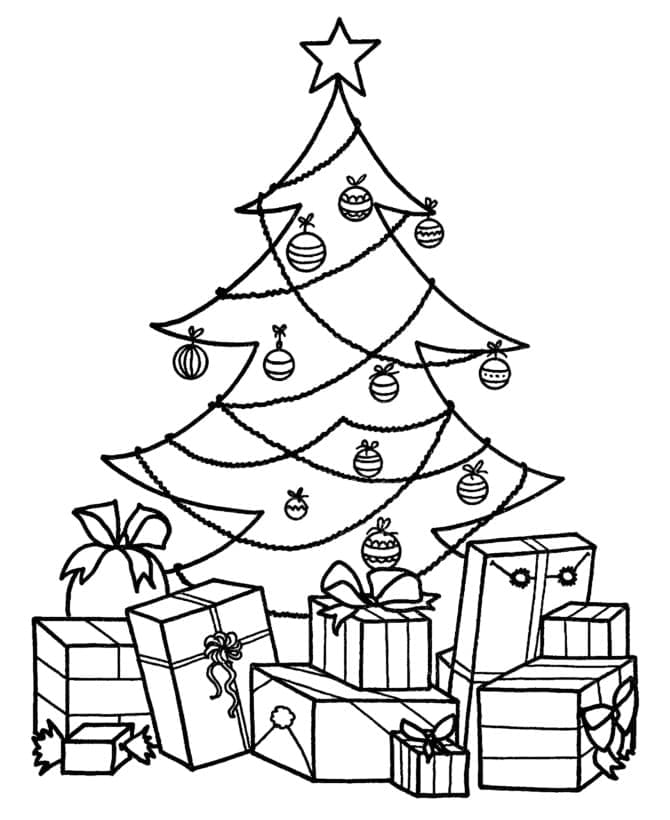 Sapin de Noël avec des Cadeaux coloring page
