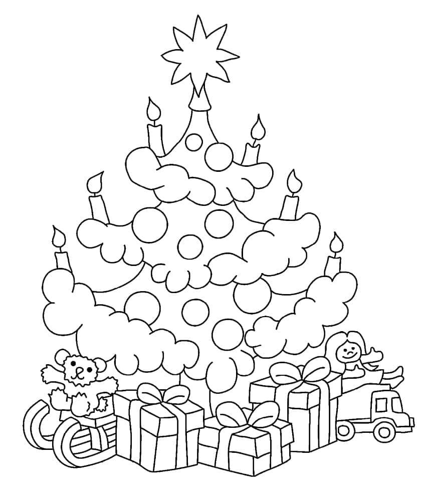Sapin de Noël et Cadeaux coloring page