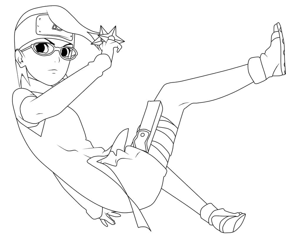 Sarada Uchiha Anime Boruto coloring page