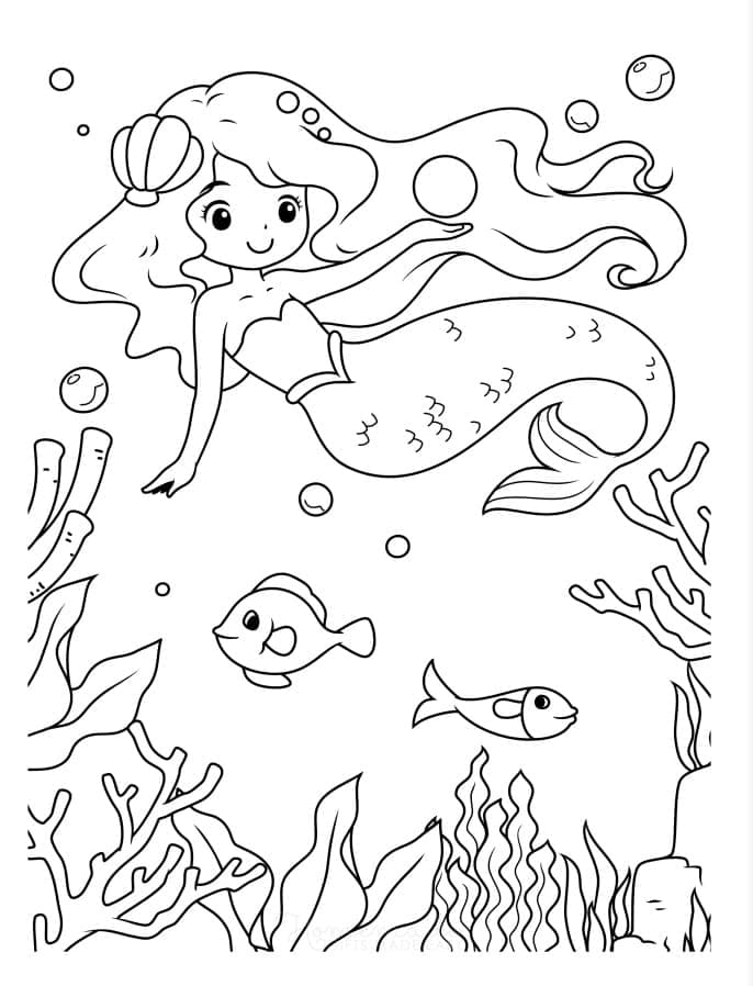 Sirène Sous la Mer coloring page