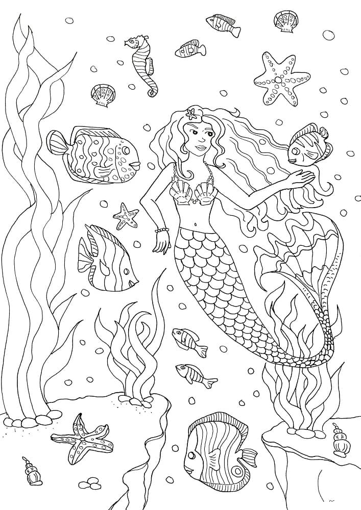 Sirène Sous l’océan coloring page