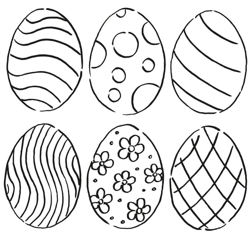 Six Oeufs de Pâques coloring page