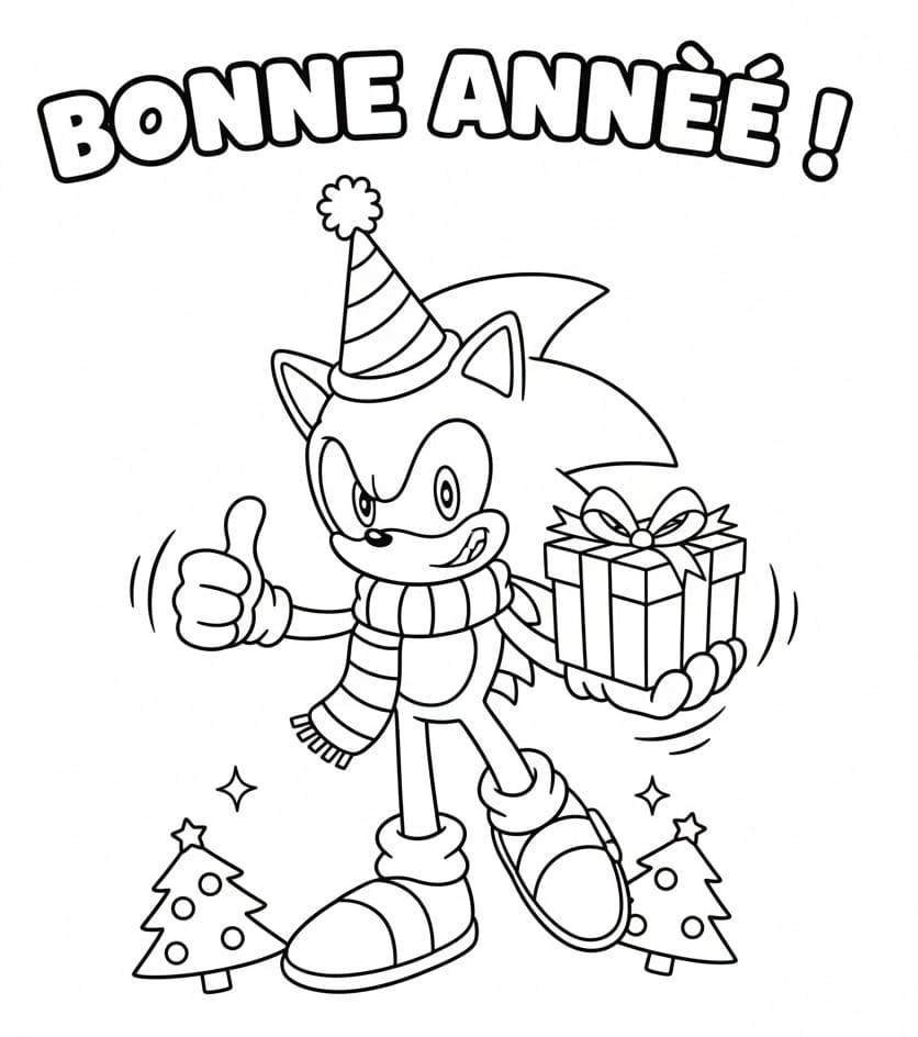 Sonic Bonne Année coloring page