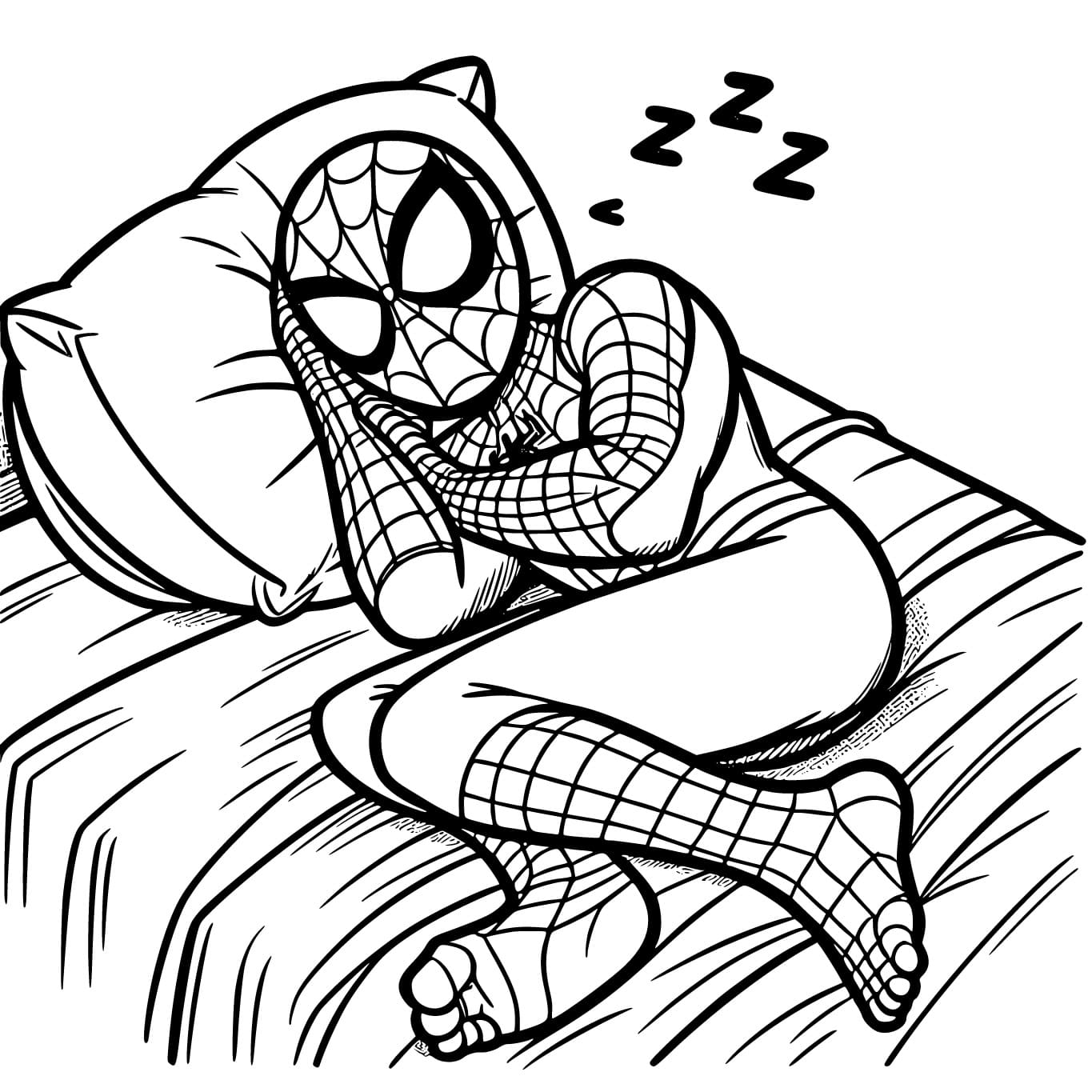 Spiderman Endormi coloring page