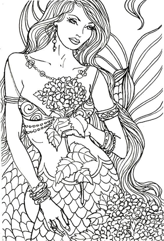 Coloriage Superbe Sirène