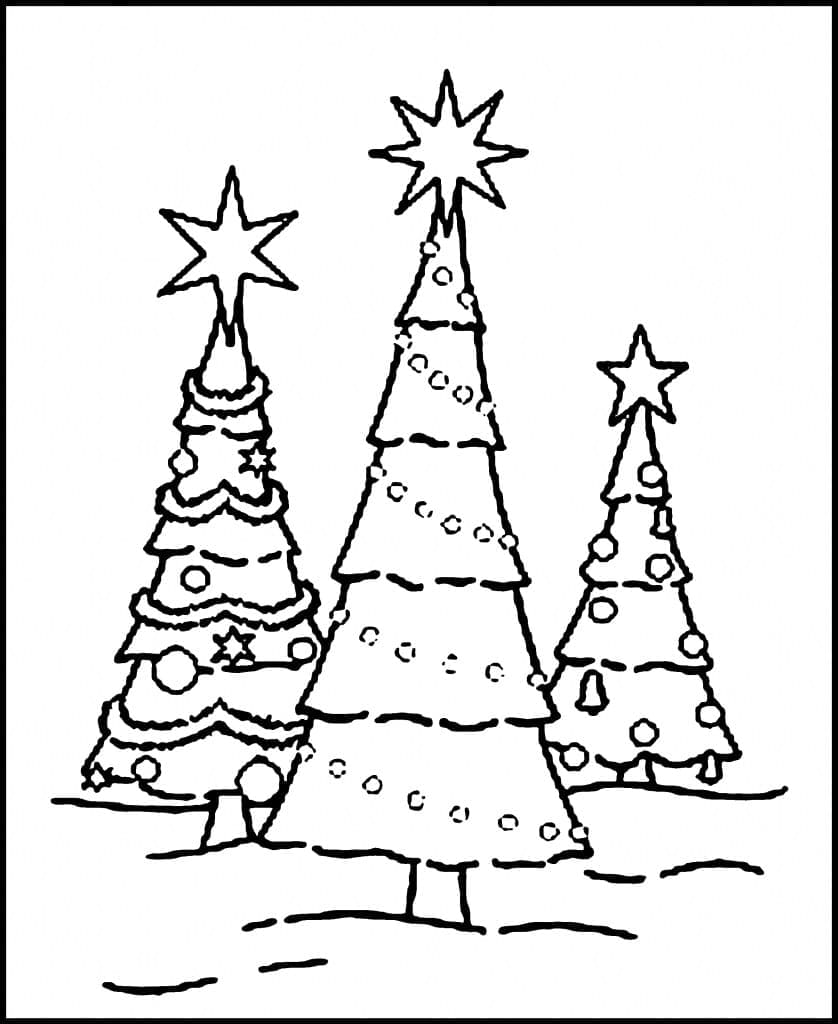 Trois Sapins de Noël coloring page