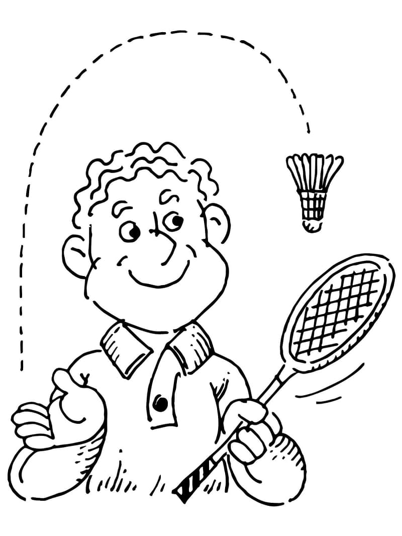 Un Homme Joue au Badminton coloring page