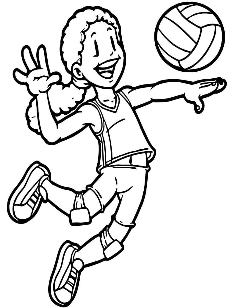 Une Fille Joue au Volley coloring page