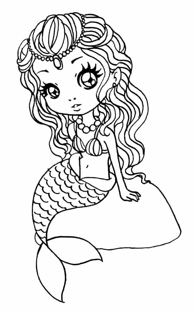 Coloriage Une Sirène Kawaii