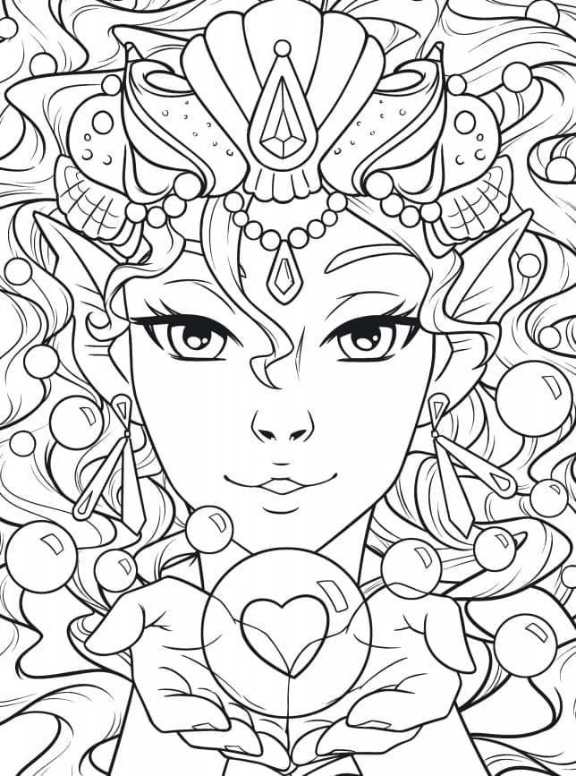 Coloriage Visage de Sirène