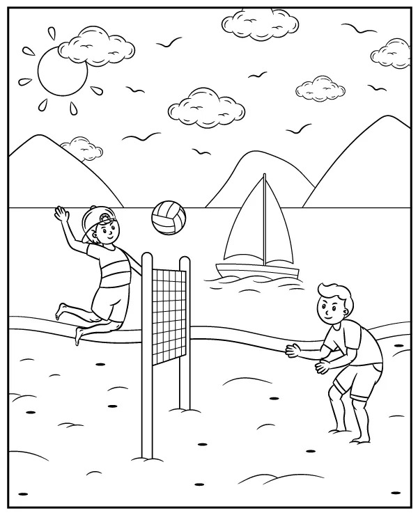 Coloriage Volley-Ball Pour Les Enfants De 4 An