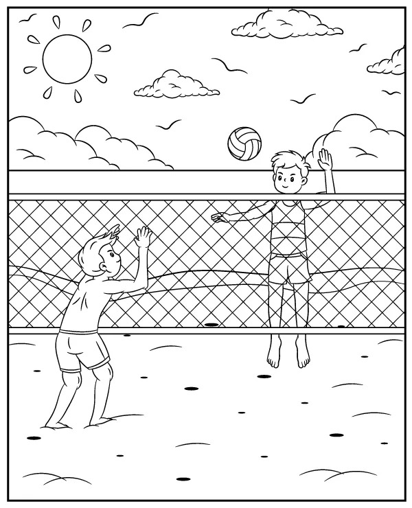 Coloriage Volley-Ball Pour Les Enfants De 5 An