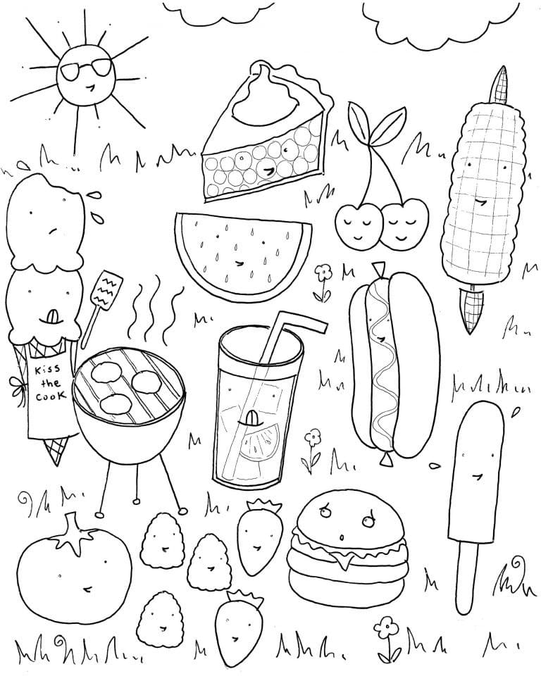 Aliments pour l’été coloring page
