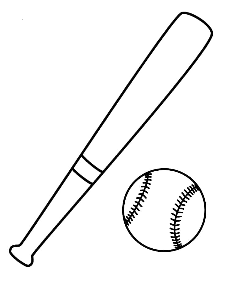 Coloriage Batte et Balle de Baseball