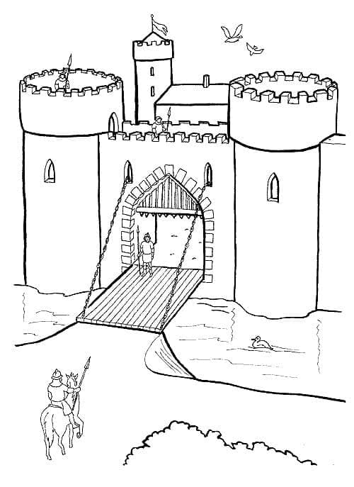 Chevalier et Château coloring page