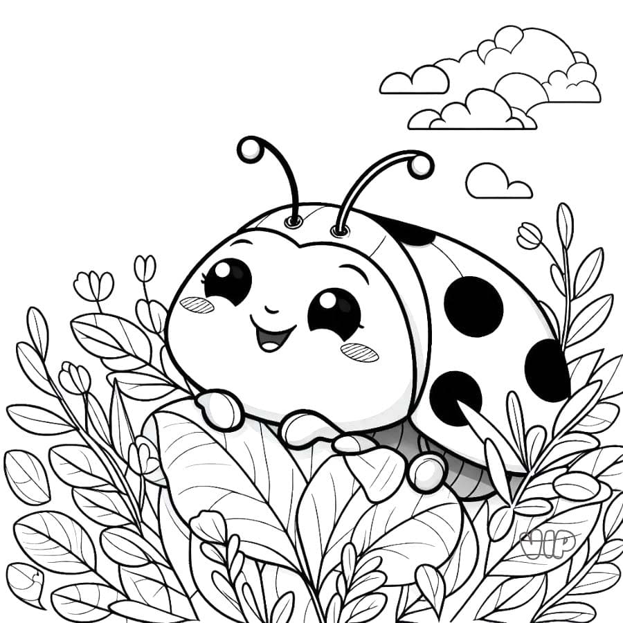 Dessin De Coccinelle Souriant coloring page