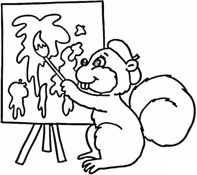 Dessin De Écureuil Être Peintre coloring page