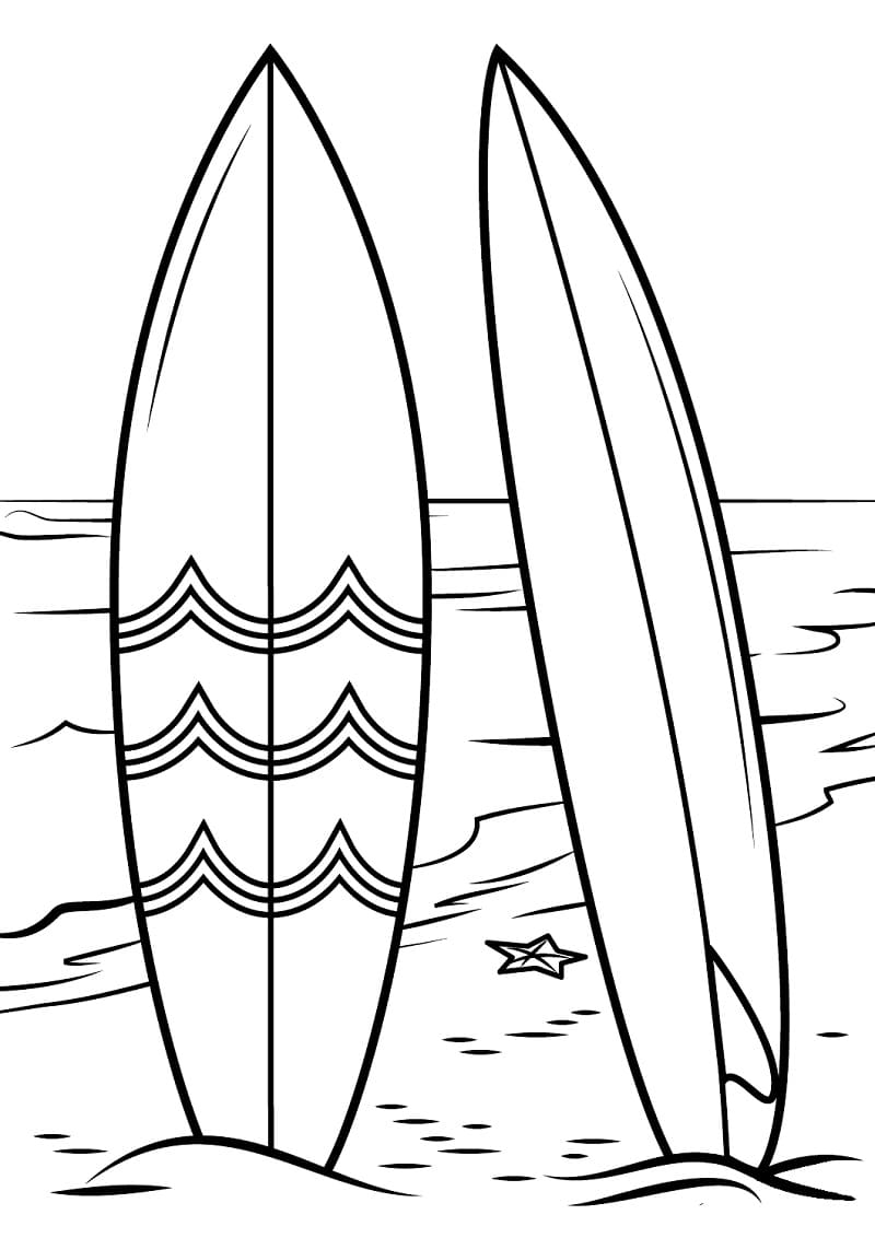 Deux Planches de Surf coloring page