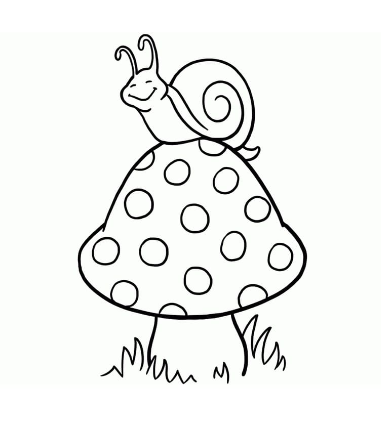 Escargot sur un Champignon coloring page