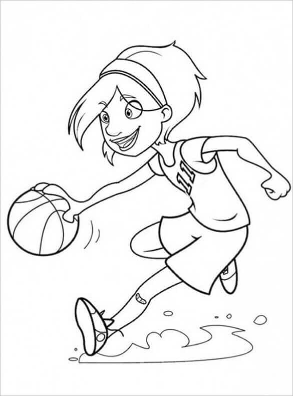 Fille Joue au Basket coloring page