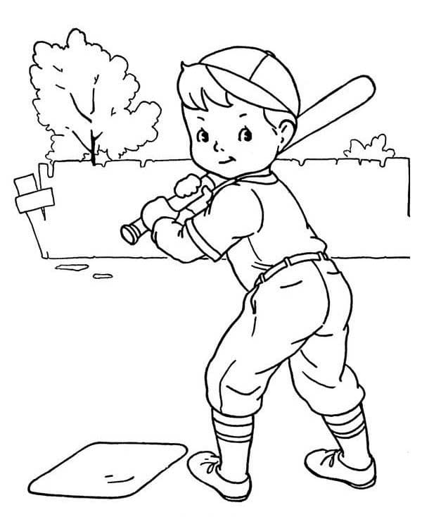 Garçon Joue au Baseball coloring page