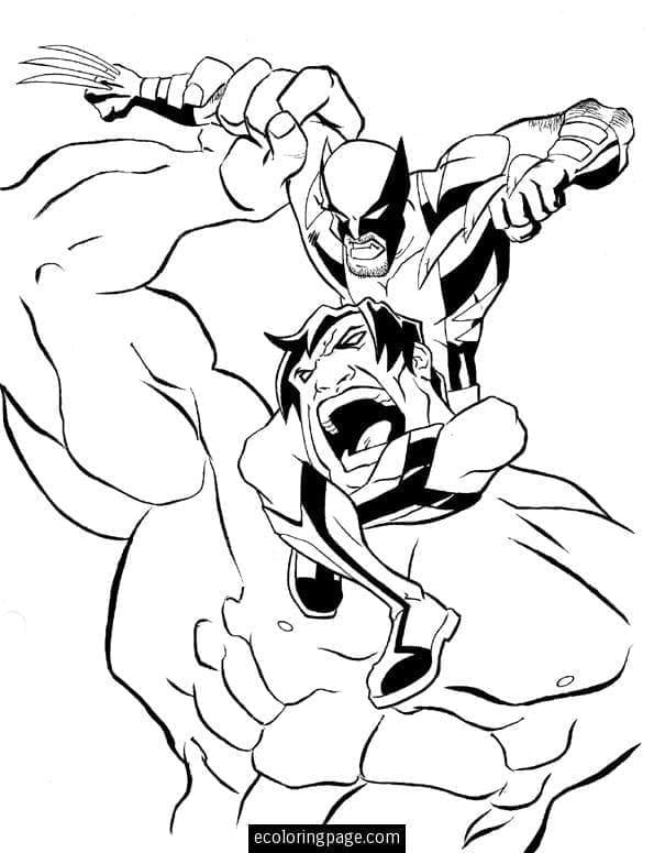Coloriage Hulk contre Wolverine